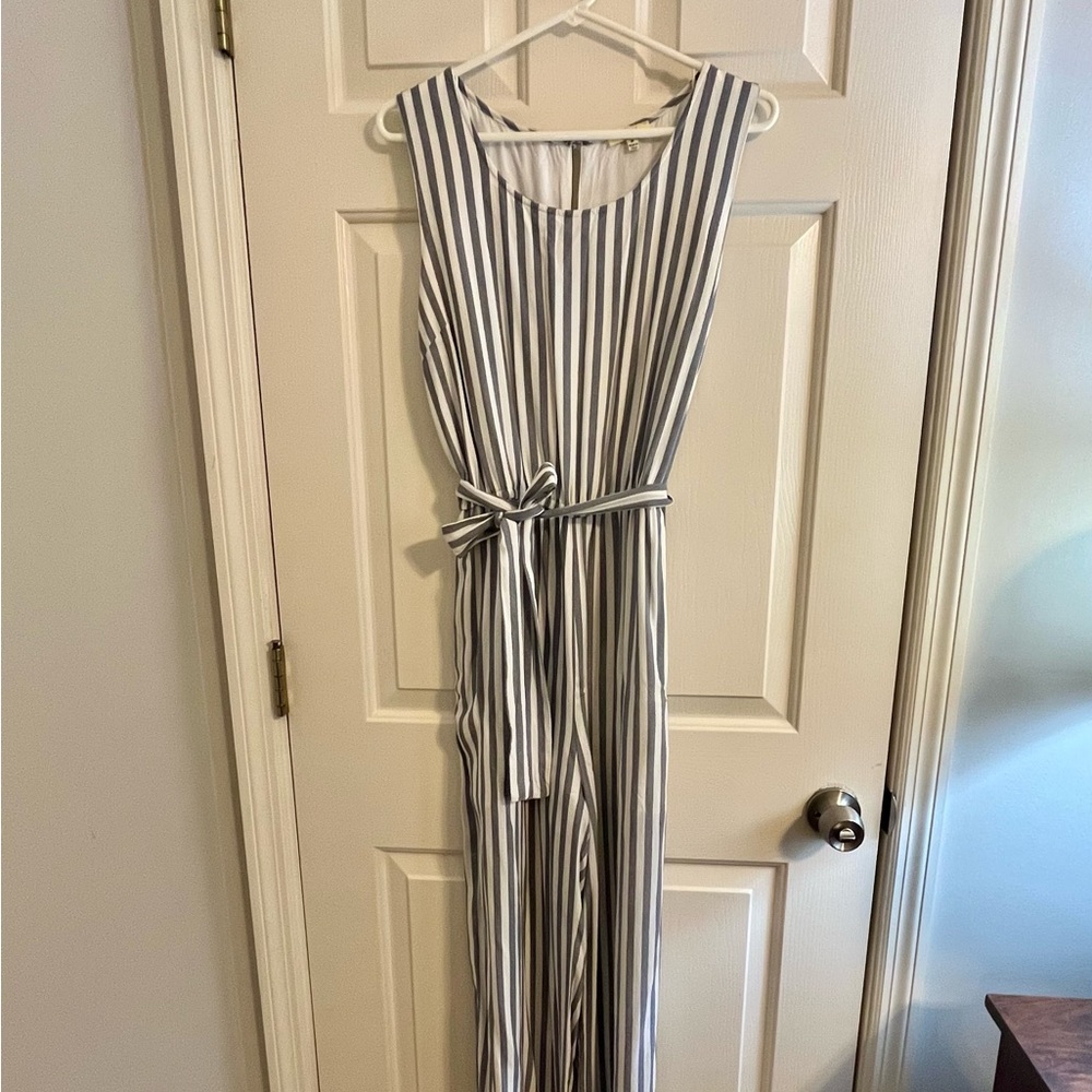 Kori Blue and White Striped Jumpsuit